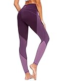 QUEENIEKE Damen Yoga Hosen Color Blocking Training Laufende LeggingsGröße 14 Farbe BlackBerry lila