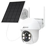 ANRAN 2K HD Überwachungskamera Aussen Akku WLAN, 360 ° Schwenkbare Dome-Kamera mit Solarpanel, PIR menschliche Erkennung, Farbige Nachtsicht, 2-Wege-Audio, Q01 Weiß
