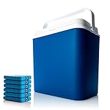 Kühlbox 24 Liter blau/weiß inkl. 6 Kühlakkus - Bis zu 14 Std. Kühlung - Kühltasche für unterwegs - Outdoor Thermobox für Picknick & Camping - Made in Europe