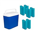 BigDean Kühlbox 24 Liter blau/weiß inkl. 6 Kühlakkus - Bis zu 9 Std. Kühlung - Kühltasche für unterwegs - Outdoor Thermobox für Picknick & Camping - Made in Europe