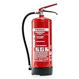 Pulver-Feuerlöscher – Protex Pulverfeuerlöscher – 6 Liter - für die Brandklassen ABC – Zertifiziert nach DIN EN 3 und CE – je 9,5 kg – mit praktischer Halterung – mit Prüfplakette - Made in EU