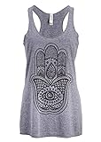 Hand der Fatima Hamsa Hand Yoga Damen T-Shirt Top mit Racerback, Grau, L
