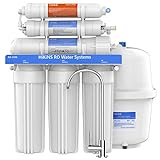 HiKiNS Umkehrosmose 6-stufiges Untertisch-Trinkwasser-Filtrationssystem mit 150 GPD-Membran, Wasserenthärtungsanlage mit großem Durchfluss für den Hausgebrauch, Aquarium (Ro-150)