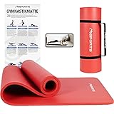 Gymnastikmatte Premium inkl. Tragegurt + Übungsposter + Workout App I Hautfreundliche Fitnessmatte 190 x 60 x 1,5 cm - Rubinrot - Phthalatfreie Yogamatte