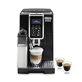 De'Longhi Dinamica ECAM 350.55.B Kaffeevollautomat mit LatteCrema Milchsystem, Cappuccino, Espresso und Kaffee auf Knopfdruck, Digitaldisplay, 2-Tassen-Funktion,1450w,1,8L,42.9x23.6x34.8cm,Schwarz