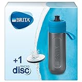 BRITA Wasserfilter-Flasche Active Blau, Robuste Sport Trinkflasche mit Wasserfilter für unterwegs aus BPA-freiem Kunststoff – Zusammendrückbar