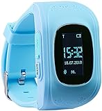 TrackerID Kinder-Smartwatch mit Telefon- & SOS-Funktion, GPS-/LBS-Tracking, blau