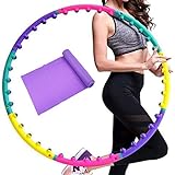 Wuudi Hula Hoop Reifen für Fitnessübungen Magnetische Massage Abnehmen Hula Hoop 8 Abschnitte abnehmbar mit 1x Gratis Gummiband lila