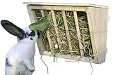 Kerbl Heuraufe für Kaninchen (Raufe aus Holz, mit Sitzbrett, verhintert Verunreinigung und Verleztungen durch Hineinhüpfen ins Heu, für Hasenstall, LxBxH: 25x17x20 cm) 84405