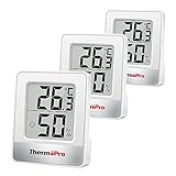 ThermoPro TP49W-3 digitales Mini Thermo-Hygrometer Thermometer innen Raumthermometer 3 er Temperatur und Luftfeuchtigkeitmessgerät mit Smiley-Indikator