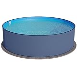 Summer Fun Stahlwandpool rund Größe wählbar, 120cm tief, Stahl 0,4mm anthrazit, Folie 0,4mm blau, Einhängebiese 350x120 cm
