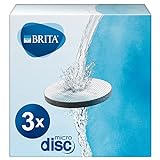 BRITA Wasserfilter MicroDisc 3er Pack, Filter für alle BRITA Trinkflaschen und Karaffen zur Reduzierung von Chlor, Mikropartikel und anderen geschmacksstörenden Stoffen im Leitungswasser, Schwarz