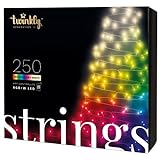 Twinkly Strings – App-gesteuerte LED-Lichterkette mit 250 RGB+W (16 Millionen Farben + Warmweiß) LEDs. 20 Meter. Schwarzes Kabel. Intelligente Beleuchtungsdekoration für den Innen- und Außenbereich