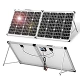 DOKIO Klappbares Solarpanel 100W 18V mit Solar-Laderegler (PWM-Lademodus, 2 USB-Ports) für 12V-Akkus, Inklusive Transporttasche Camping Solar, Geeignet für Wohnmobile, Boot