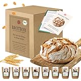 Bio Brotbox Starterset mit 8 Brotbackmischungen - Geschenk zum Einzug - Brotbackset zum Selberbacken - Geschenkset Backmischungen - Bake with Love