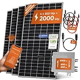 Solarway Balkonkraftwerk 2000W Komplett Steckdose - Ausgang einstellbar 600/800/2000W - 4x500W JaSolar-Module, Deye Wechselrichter mit APP&WiFi, Plug&Play (2000 Watt)