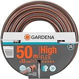 Gardena Comfort HighFLEX Schlauch 13 mm (1/2 Zoll), 50 m: Gartenschlauch mit Power-Grip-Profil, 30 bar Berstdruck, formstabil, UV-beständig, verpackt (18069-20), Grau/Orange