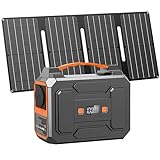 Powkey Powerstation mit Solarpanel 99Wh/27000mAh Tragbare Powerstation mit 40W Faltbare Solarpanel 100W Solargenarator mit 230V AC Ausgang/18W USB-A/USB-C für Wohnmobil Camping