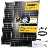 EPP.Solar® 2000W Photovoltaik Balkonkraftwerk mit EPP 500W Solarmodule, Hoymiles HMS-1600-4T Wechselrichter und 10m Wielandstecker (Ohne Speicher)