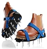Briliantwerk®️ Nagelschuhe mit Klettverschluss - Verwendbar als Rasenbelüfter oder Estrichschuhe - Rasenlüfter Schuhe für perfektes Aerifizieren - inkl. Zwei Nagellängen (Blau)