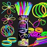 Ammy Glow Knicklichter 205 Stück-Neon-Leuchtstäbe für Hochzeit, Leuchtarmbänder, Glowing Sticks, Ketten und Leuchtbrillen Sets, Perfekt für Weihnacht und Silvester Party, Mehrfarbig