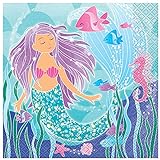 WOOOOZY NEU Servietten mit Meerjungfrau für Kindergeburtstag Mädchen, lila / türkis, Größe: ca. 33 x 33 cm, 16 Stück