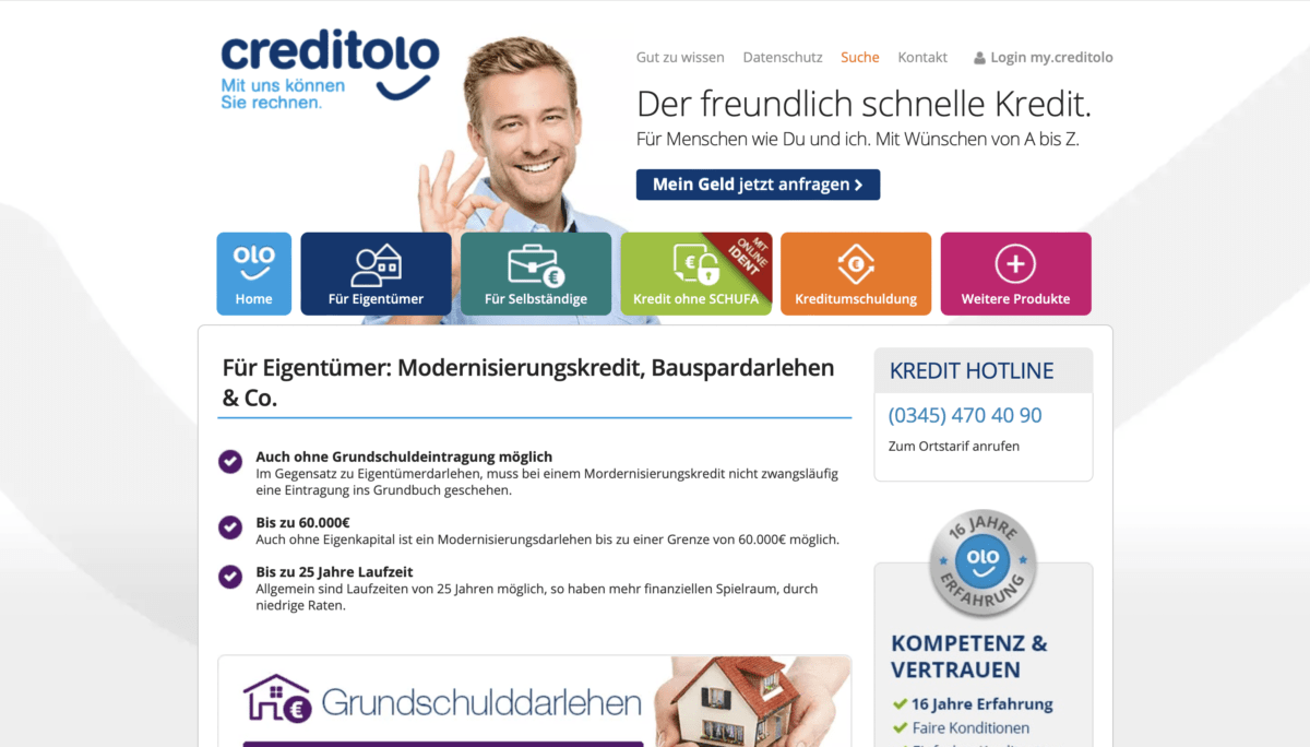Creditolo Modernisierungskredit Startseite